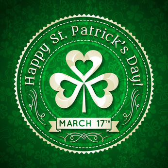 Card for St. Patrick’s Day with text and shamrock, vector